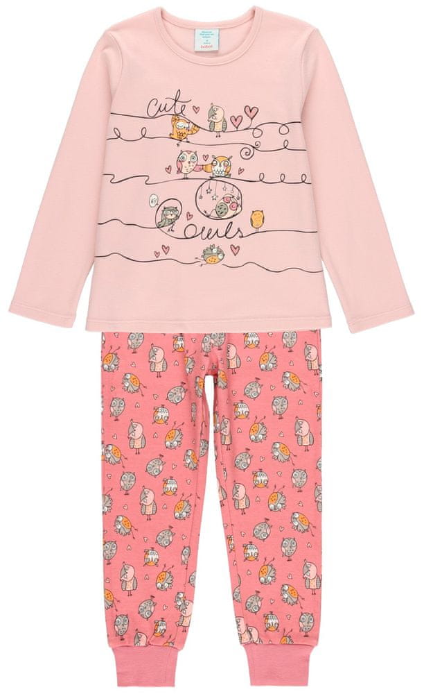 Boboli dievčenské bavlnené pyžamo - sova 925040 ružová 162
